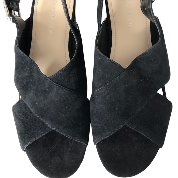 Marc Fisher Black Suede Platform Espadrille Slingback Sandals Size 10 - Picture 3 of 14